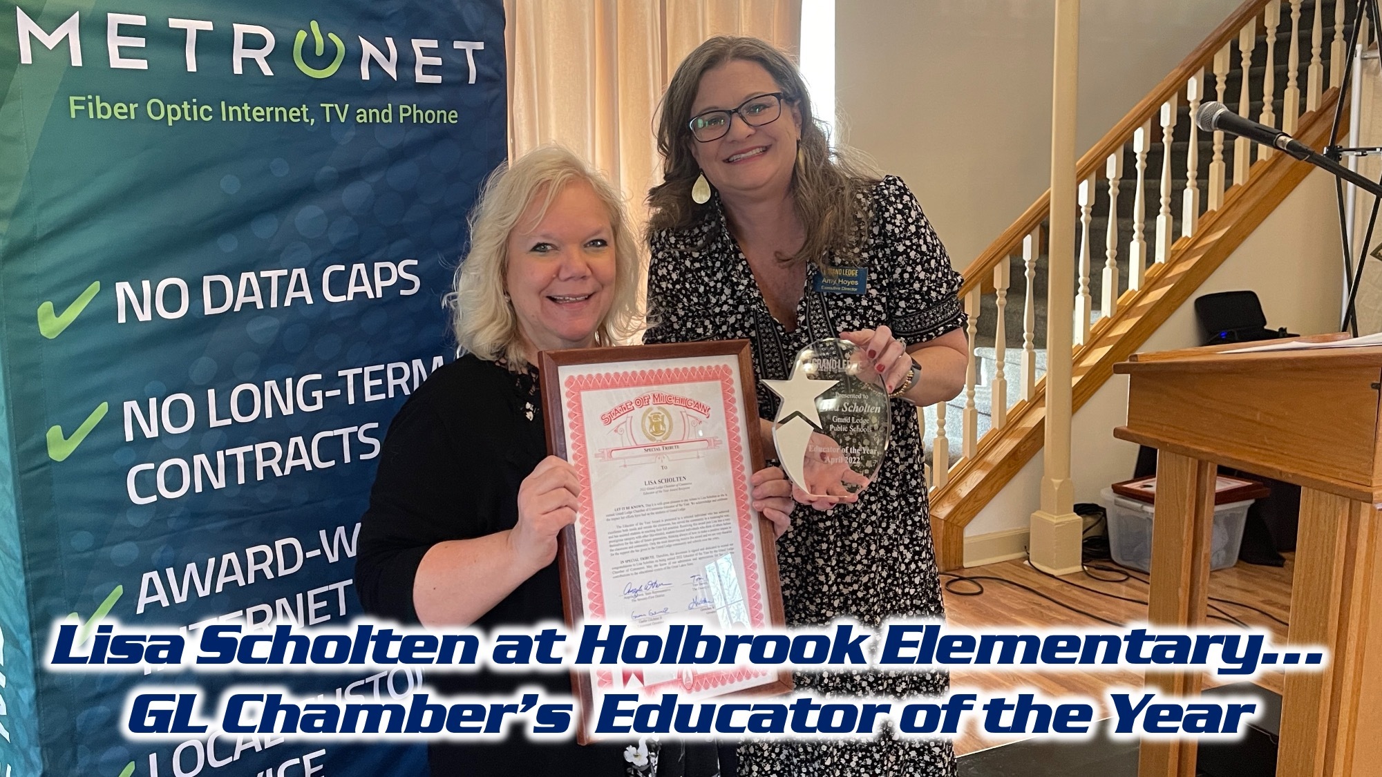 Lisa Scholten at Holbrook Elementary... GL Chamber's Educator of the Year