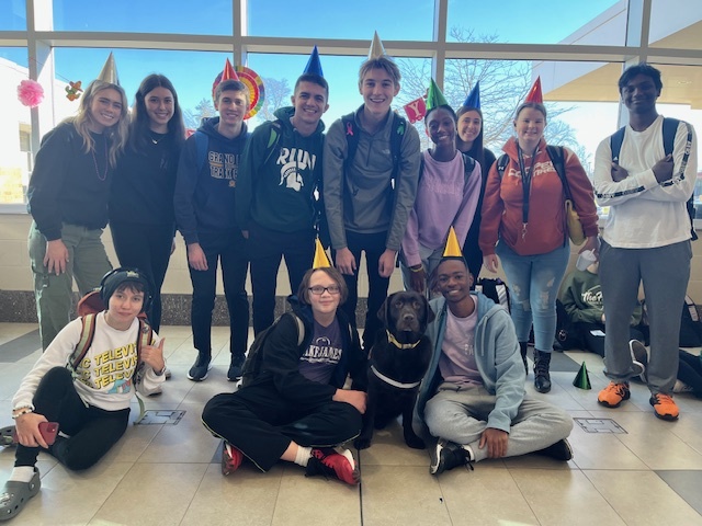 Abu celebrating his birthday with students