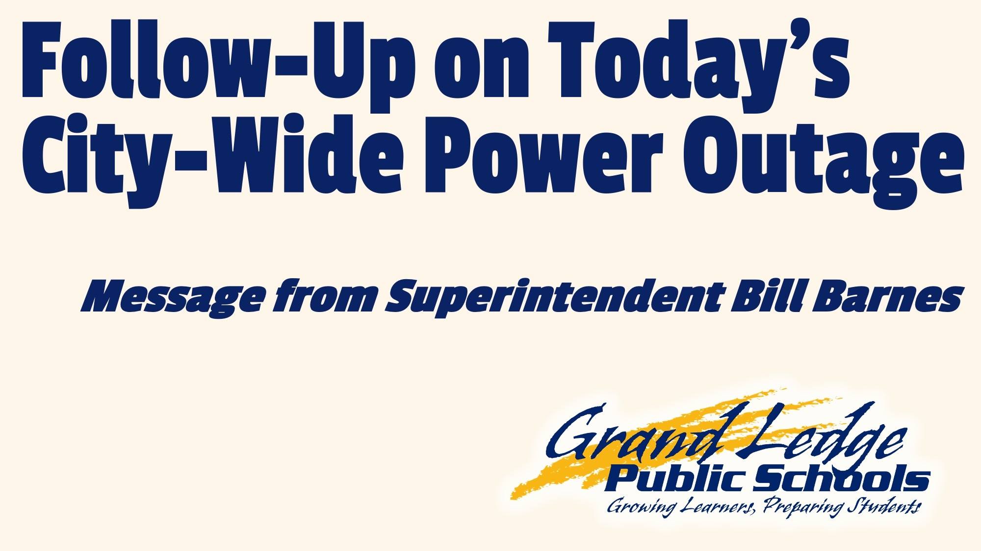 Follow-up on Power Outage
